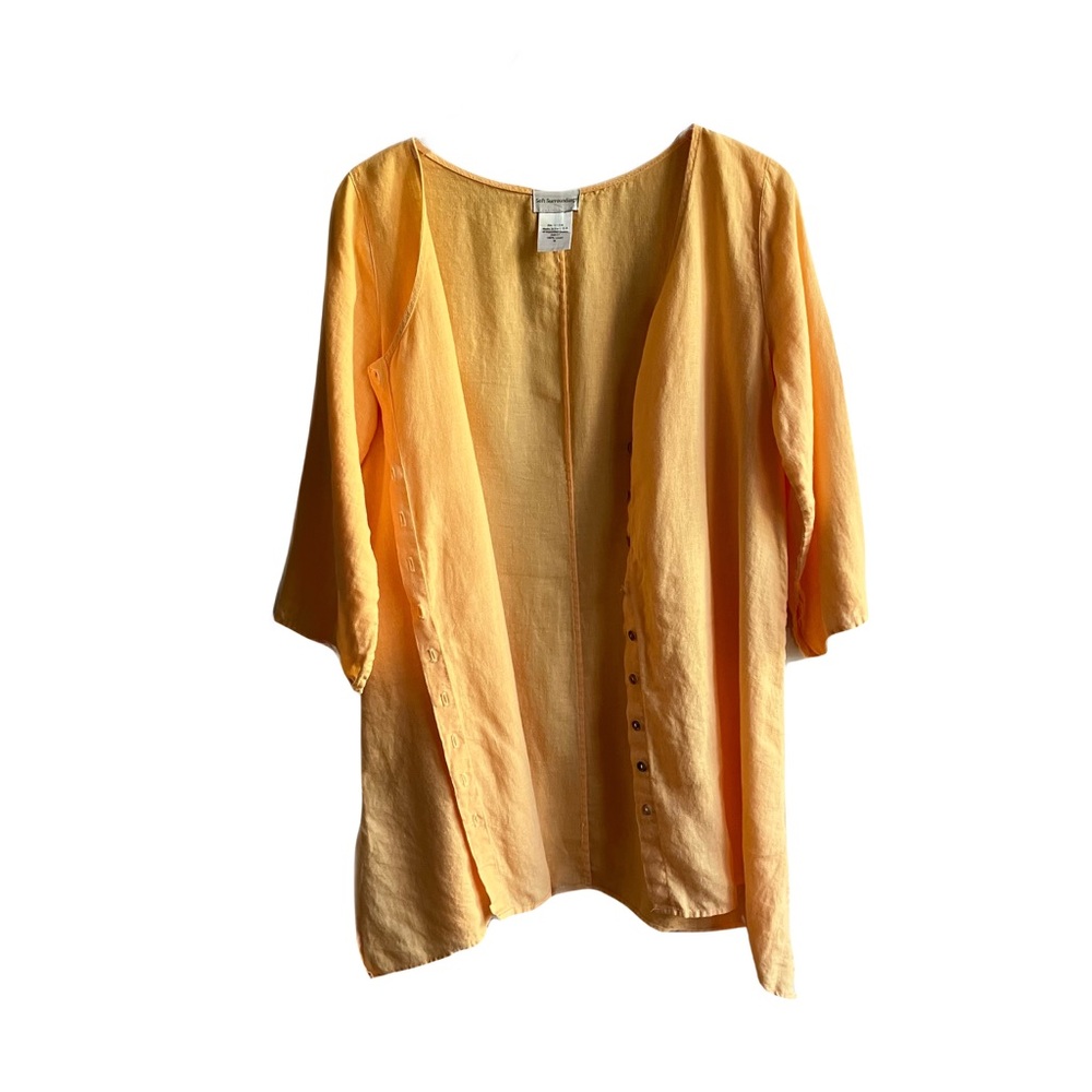 Soft Surroundings 100% Linen Button Front Blouse Size M Orange Tunic Top 24017 - Picture 6 of 8